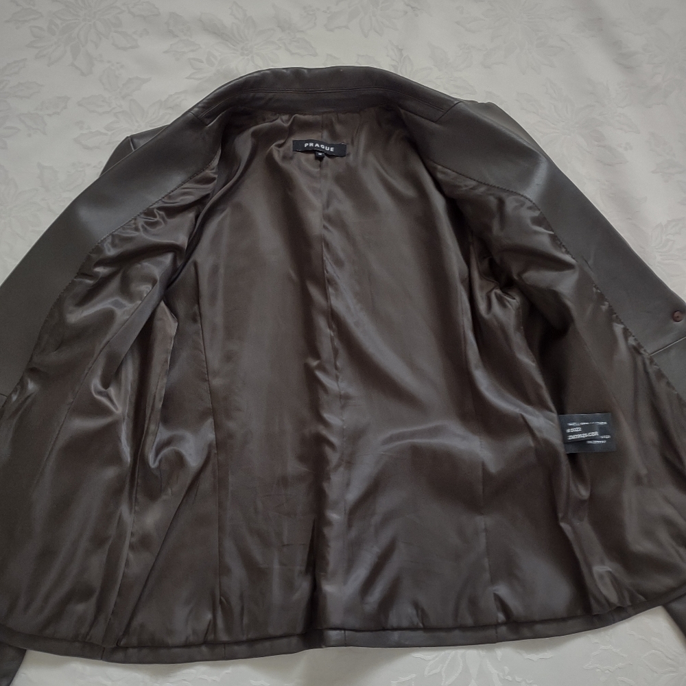 100% Leather Blazer Patch Pockets One Button - image 8